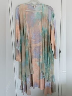 Vintage Layered Tie-Dye Duster Cardigan Kimona Whimsy Fairy